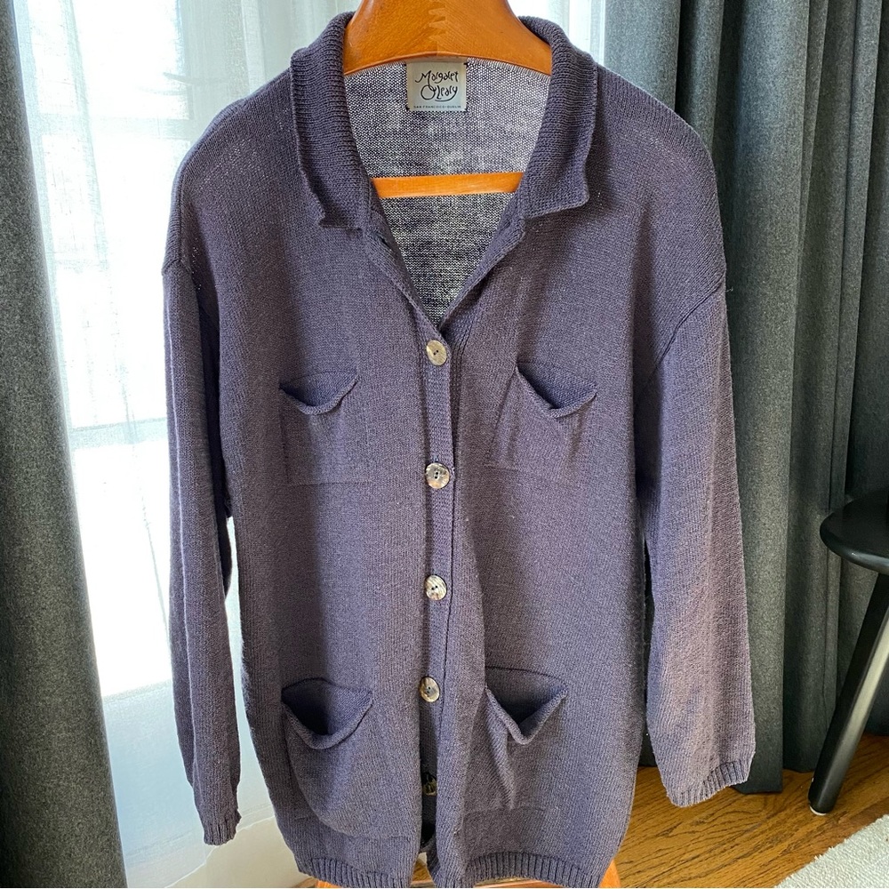 Vintage Margaret O’Leary sweater cardigan purple XL